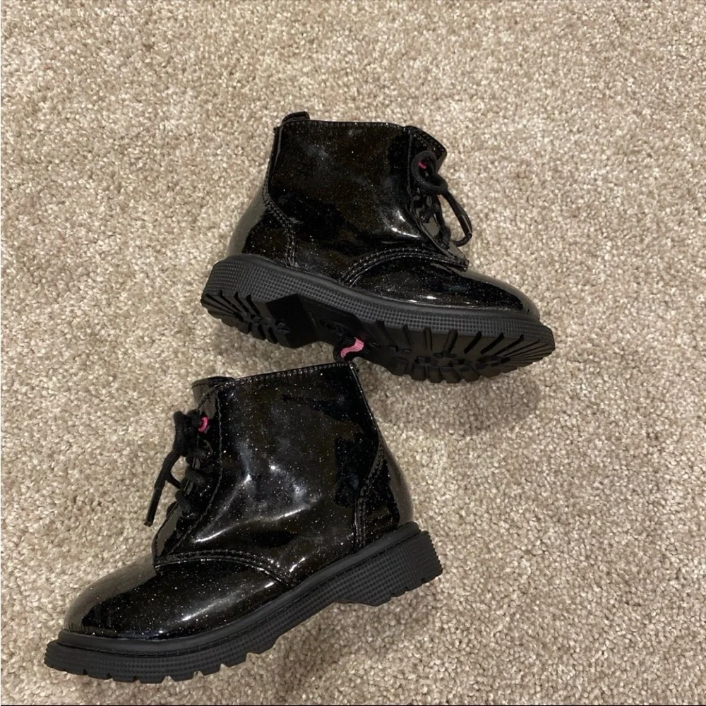 Wonder nation Black Glitter‎ Moto Boot Toddler Size 5